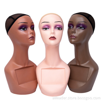 Cabezas de maniquí de peluca de exhibición de maquillaje femenino para pelucas